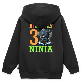 Shark Ninja I'm 3 - Action Underwater Birthday - Kids Premium Organic Zip-up Hoodie - black - Back - AI Model Kid Male (0cm)