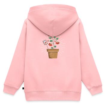 Tomate Plant Hobby Funny Jardinage Légumes - Sweat Premium à capuche zippé enfant bio - rose - Dos - AI Model Kid Female (0cm)