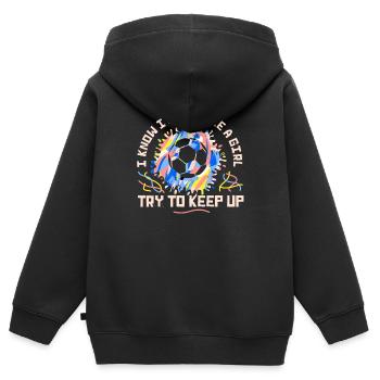 Je sais que je joue comme une fille essaie de suivre - Sweat Premium à capuche zippé enfant bio - noir - Dos - AI Model Kid Male (0cm)
