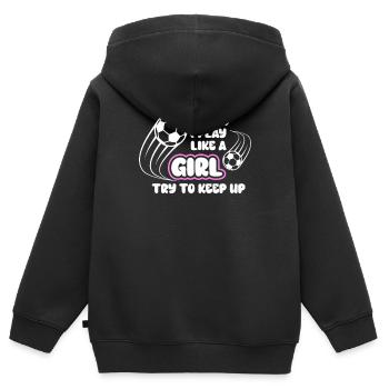 Je sais que je joue comme une fille essaie de suivre - Sweat Premium à capuche zippé enfant bio - noir - Dos - AI Model Kid Male (0cm)