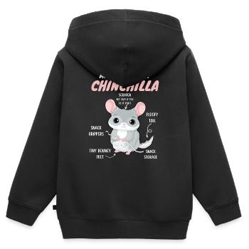 Anatomie d’un chinchilla - Sweat Premium à capuche zippé enfant bio - noir - Dos - AI Model Kid Male (0cm)