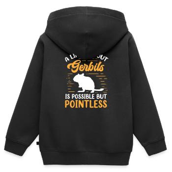 La vie sans rongeur gerbille Gerbille - Sweat Premium à capuche zippé enfant bio - noir - Dos - AI Model Kid Male (0cm)