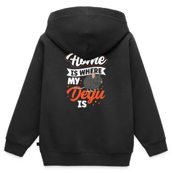 Degu est mon rat bouffée rongeur à la maison - Sweat Premium à capuche zippé enfant bio - noir - Dos - AI Model Kid Male (0cm)