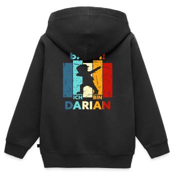 Darian Geschenk Name Vorname Geburtstag - Kinder Premium Organic Zip Hoodie - Schwarz - Hinten - AI Model Kid Male (0cm)