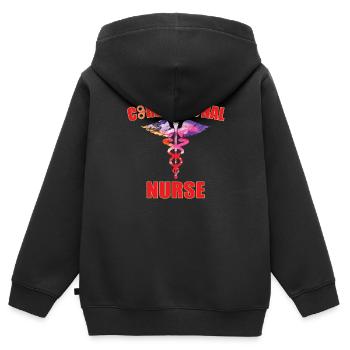 Grande conception d’infirmière correctionnelle - Sweat Premium à capuche zippé enfant bio - noir - Dos - AI Model Kid Male (0cm)