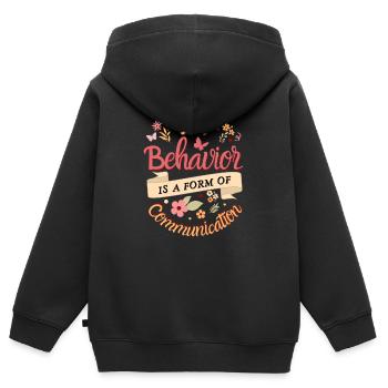 Tout comportement est une forme de communication - Sweat Premium à capuche zippé enfant bio - noir - Dos - AI Model Kid Male (0cm)