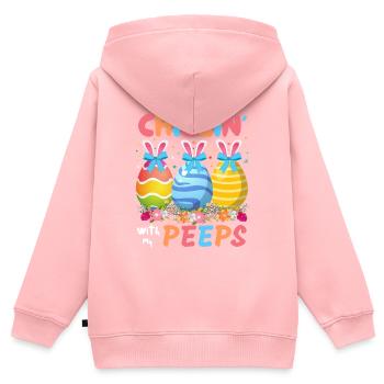 Chillen mit meinen Peeps, lustiger Osterhase - Kinder Premium Organic Zip Hoodie - Rosa - Hinten - AI Model Kid Female (0cm)