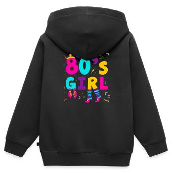 80's Girl Achtziger Frau - Kinder Premium Organic Zip Hoodie - Schwarz - Hinten - AI Model Kid Male (0cm)