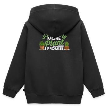 Nur noch eine Pflanze verspreche ich Gartenarbeit - Kinder Premium Organic Zip Hoodie - Schwarz - Hinten - AI Model Kid Male (0cm)