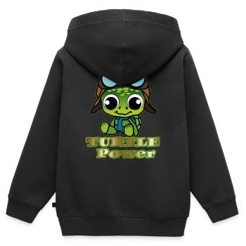 Puissance de la tortue - Sweat Premium à capuche zippé enfant bio - noir - Dos - AI Model Kid Male (0cm)