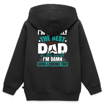 Ich bin der beste Vater - Kinder Premium Organic Zip Hoodie - Schwarz - Hinten - AI Model Kid Male (0cm)