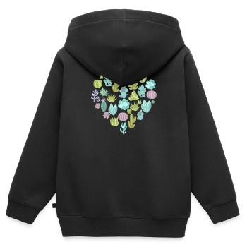 Succulent Cactus Succa Lover Heart Plant - Kids Premium Organic Zip-up Hoodie - black - Back - AI Model Kid Male (0cm)