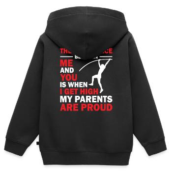 Saut à la perche Saut à la perche Athlétisme - Sweat Premium à capuche zippé enfant bio - noir - Dos - AI Model Kid Male (0cm)