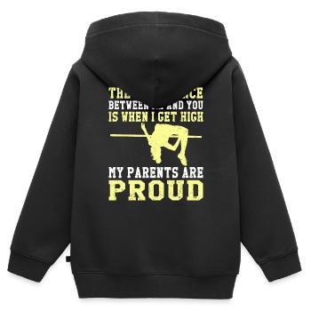 Saut à la perche Saut à la perche Athlétisme - Sweat Premium à capuche zippé enfant bio - noir - Dos - AI Model Kid Male (0cm)