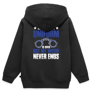Meine Zeit In Uniform Ist Vorbei Polizei Polizist - Kinder Premium Organic Zip Hoodie - Schwarz - Hinten - AI Model Kid Male (0cm)