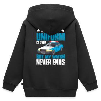 Meine Zeit In Uniform Ist Vorbei Polizei Polizist - Kinder Premium Organic Zip Hoodie - Schwarz - Hinten - AI Model Kid Male (0cm)