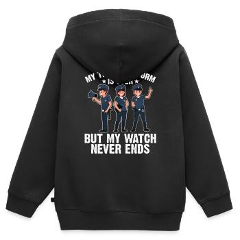 Meine Zeit In Uniform Ist Vorbei Polizei Polizist - Kinder Premium Organic Zip Hoodie - Schwarz - Hinten - AI Model Kid Male (0cm)