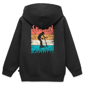 Scooter Stuntscooter 7. Geburtstag 7 - Kinder Premium Organic Zip Hoodie - Schwarz - Hinten - AI Model Kid Male (0cm)
