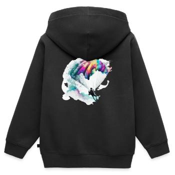 Le parachutisme, ma passion - Sweat Premium à capuche zippé enfant bio - noir - Dos - AI Model Kid Male (0cm)