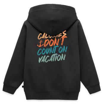 Kalorien zählen im Urlaub nicht - Kinder Premium Organic Zip Hoodie - Schwarz - Hinten - AI Model Kid Male (0cm)