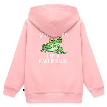 Stop the car I see giant bullfrog - Kinder Premium Organic Zip Hoodie - Rosa - Hinten - AI Model Kid Female (0cm)