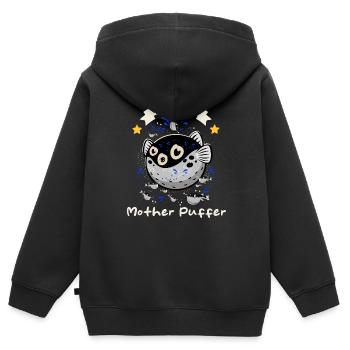 Puffer Fish - Lustiger Spruch - Kinder Premium Organic Zip Hoodie - Schwarz - Hinten - AI Model Kid Male (0cm)