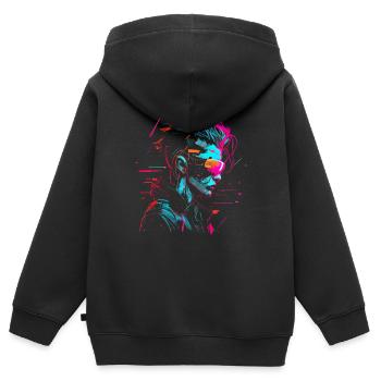 Punk - Kinder Premium Organic Zip Hoodie - Schwarz - Hinten - AI Model Kid Male (0cm)