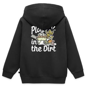 Plays In The Dirt Funny Gartenarbeit Landwirt - Kinder Premium Organic Zip Hoodie - Schwarz - Hinten - AI Model Kid Male (0cm)