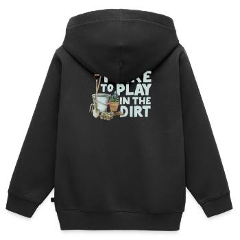 Ich mag es, im Dreck zu spielen Lustige Hobby - Kinder Premium Organic Zip Hoodie - Schwarz - Hinten - AI Model Kid Male (0cm)