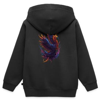 Mythischer Phönixvogel mit Flammen - Kinder Premium Organic Zip Hoodie - Schwarz - Hinten - AI Model Kid Male (0cm)