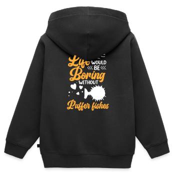 Langweilig ohne Kugelfisch Riesenkugelfisch - Kinder Premium Organic Zip Hoodie - Schwarz - Hinten - AI Model Kid Male (0cm)