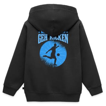 Ich Gehe Kicken Fußball Fussballer - Kinder Premium Organic Zip Hoodie - Schwarz - Hinten - AI Model Kid Male (0cm)