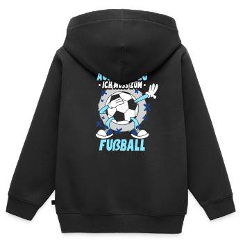 Ich Muss Zum Fußball - Kinder Premium Organic Zip Hoodie - Schwarz - Hinten - AI Model Kid Male (0cm)