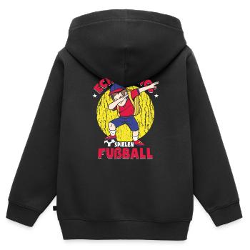 Echte Jungs Spielen Fußball - Kinder Premium Organic Zip Hoodie - Schwarz - Hinten - AI Model Kid Male (0cm)