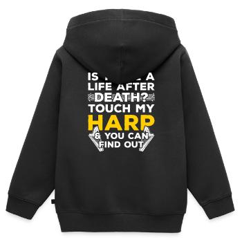 Harp Harps - Kids Premium Organic Zip-up Hoodie - black - Back - AI Model Kid Male (0cm)