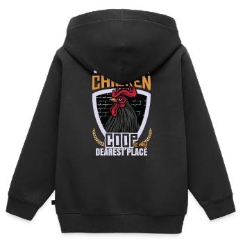 Der Hühnerstall - Kinder Premium Organic Zip Hoodie - Schwarz - Hinten - AI Model Kid Male (0cm)