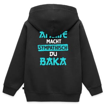 anime macht sympathisch du baka - Kinder Premium Organic Zip Hoodie - Schwarz - Hinten - AI Model Kid Male (0cm)
