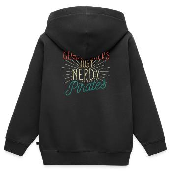 Geocacher Just Nerdy Pirates Funny Geocaching - Kinder Premium Organic Zip Hoodie - Schwarz - Hinten - AI Model Kid Male (0cm)