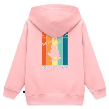 Skateborading | Nicht nur fliegen, sondern schweben - Kinder Premium Organic Zip Hoodie - Rosa - Hinten - AI Model Kid Female (0cm)