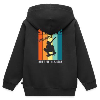 Skateborading | Don't just fly, soar - Sweat Premium à capuche zippé enfant bio - noir - Dos - AI Model Kid Male (0cm)