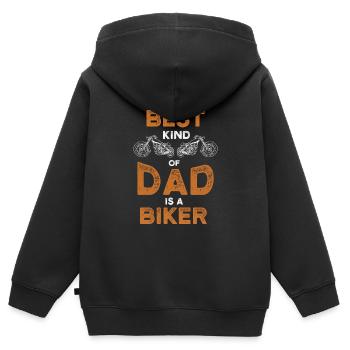 Motard Papa Moto Drôle Papa Papa Papa - Sweat Premium à capuche zippé enfant bio - noir - Dos - AI Model Kid Male (0cm)