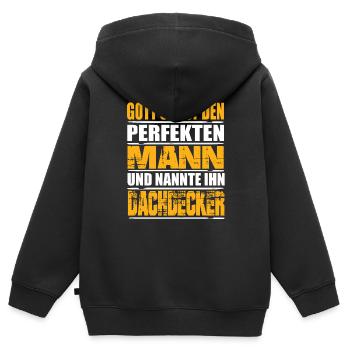 Dachdecker - Kinder Premium Organic Zip Hoodie - Schwarz - Hinten - AI Model Kid Male (0cm)