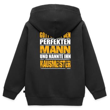 Hausmeister - Kinder Premium Organic Zip Hoodie - Schwarz - Hinten - AI Model Kid Male (0cm)
