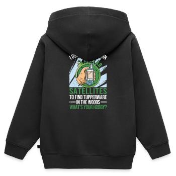 J’utilise des satellites de plusieurs millions de dollars - Sweat Premium à capuche zippé enfant bio - noir - Dos - AI Model Kid Male (0cm)