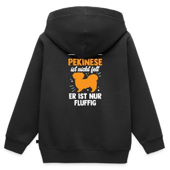 Pekinese ist nicht fett Peking-Palasthund - Kinder Premium Organic Zip Hoodie - Schwarz - Hinten - AI Model Kid Male (0cm)