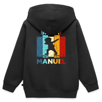 Manuel Geschenk Name Vorname Geburtstag - Kinder Premium Organic Zip Hoodie - Schwarz - Hinten - AI Model Kid Male (0cm)