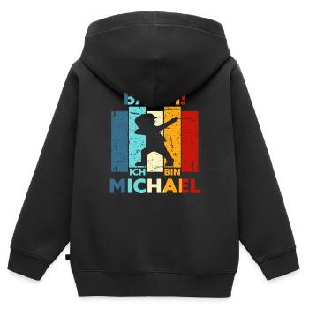 Michael Geschenk Name Vorname Geburtstag - Kinder Premium Organic Zip Hoodie - Schwarz - Hinten - AI Model Kid Male (0cm)