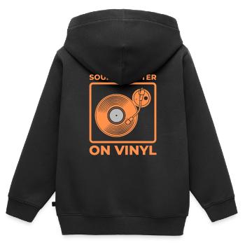 Sonne mieux sur Vinyl - Sweat Premium à capuche zippé enfant bio - noir - Dos - AI Model Kid Male (0cm)