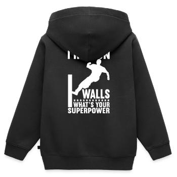 Parkour Freerunning - Kinder Premium Organic Zip Hoodie - Schwarz - Hinten - AI Model Kid Male (0cm)
