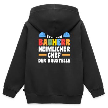 Bauherr - Kinder Premium Organic Zip Hoodie - Schwarz - Hinten - AI Model Kid Male (0cm)